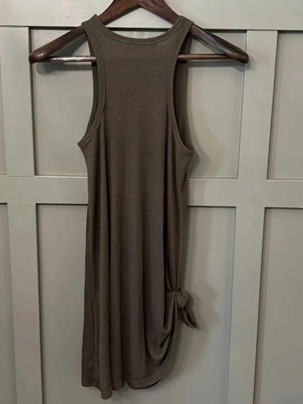 Free People Beach La Nite Tank Dress Ribbed Knit Mini in Army Dark Green Size XS